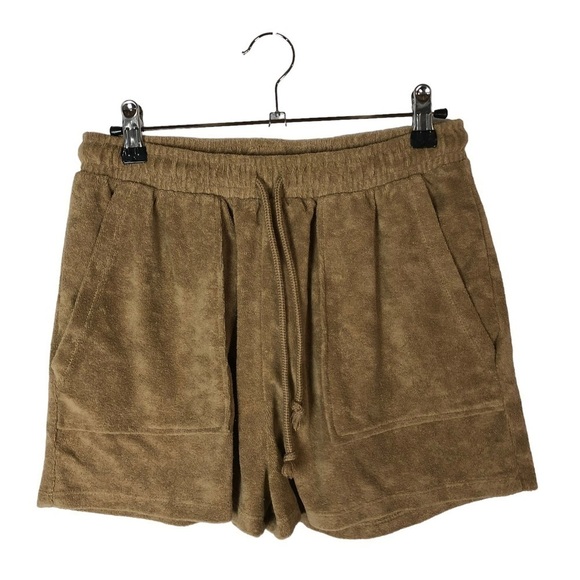 Zara Light Brown Terrycloth High Rise Utility Pull On Shorts M - Picture 2 of 4